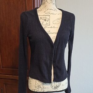 Hollister Black Cardigan Sweater V-Neck Ribbed Knit